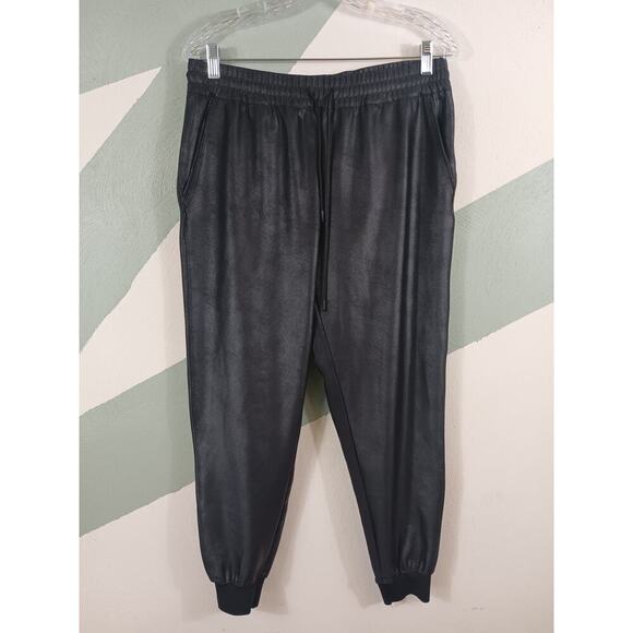 Maison D' Amelie Women's Size M High Waist Faux Leather Jogger Pants - Picture 10 of 10